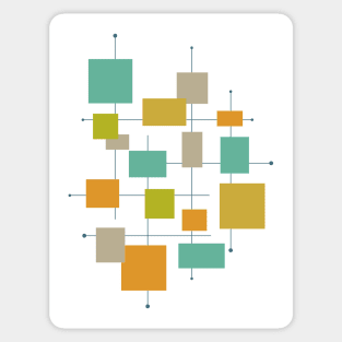 Turquoise Green Orange Square Mid Century Sticker